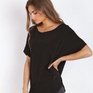 Beyond Yoga Breathe Easy Slouchy Top Black Size Medium